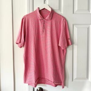 B Draddy USA Pink White Stripe Performance Golf Polo Shirt Large Men GCCC